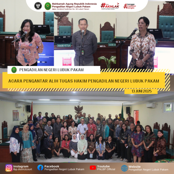 ACARA PENGANTAR ALIH TUGAS HAKIM PENGADILAN  NEGERI LUBUK PAKAM