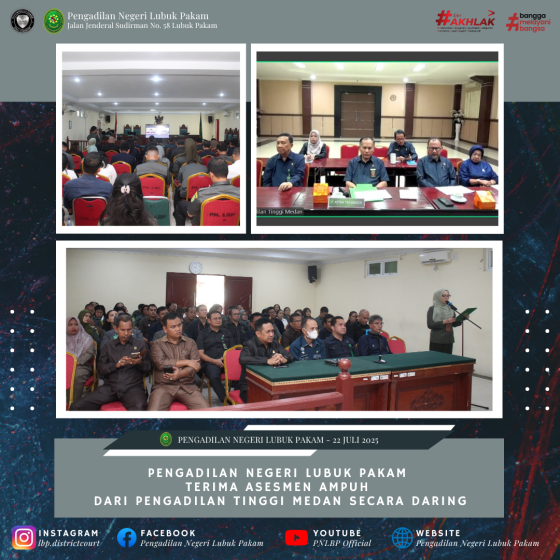 Pengadilan Negeri Lubuk Pakam Terima Asesmen AMPUH Dari Pengadilan Tinggi Medan Secara Daring