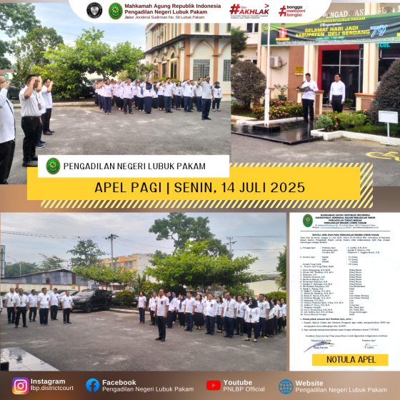 Apel Pagi Pengadilan Negeri Lubuk Pakam, Senin, 14 Juli 2025