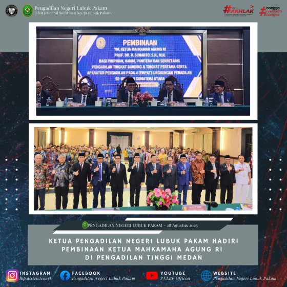 Ketua Pengadilan Negeri Lubuk Pakam Hadiri Pembinaan Oleh Ketua Mahkamah Agung Ri Di Pengadilan Tinggi Medan