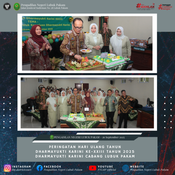 Peringatan HUT Dharmayukti Karini Ke-XXIII Tahun 2025 Dharmayukti Karini Cabang Lubuk Pakam