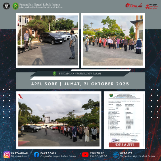 Apel Sore Pengadilan Negeri Lubuk Pakam, Jumat, 31 Oktober 2025