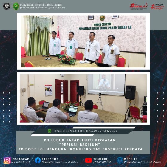 PN Lubuk Pakam Ikuti Kegiatan “Perisai Badilum” Episode 10 : Mengurai Kompleksitas Ekekusi Perdata