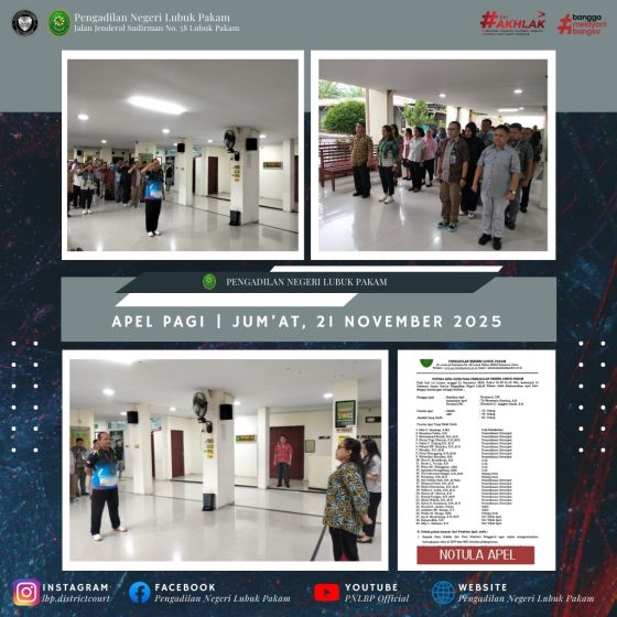 Apel Sore Jum’at 21 November, Pengadilan Negeri Lubuk Pakam Tekankan Penyelesaian SIPP dan Integritas