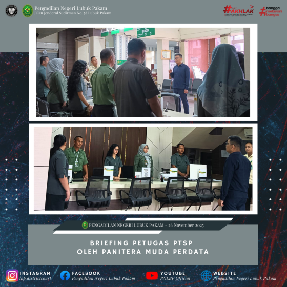 Briefing Petugas PTSP oleh Panitera Muda Perdata