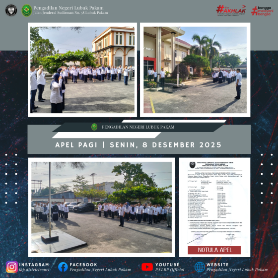 Apel Pagi Pengadilan Negeri Lubuk Pakam, Senin, 8 Desember 2025