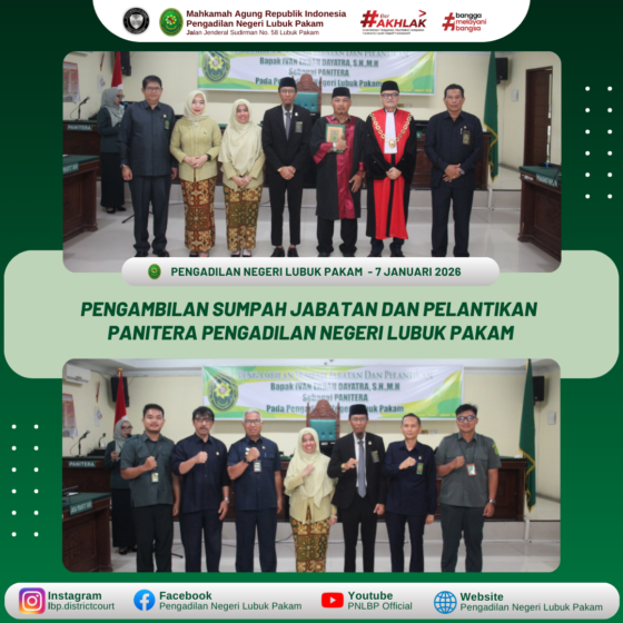 Pengambilan Sumpah Jabatan dan Pelantikan Panitera Pengadilan Negeri Lubuk Pakam