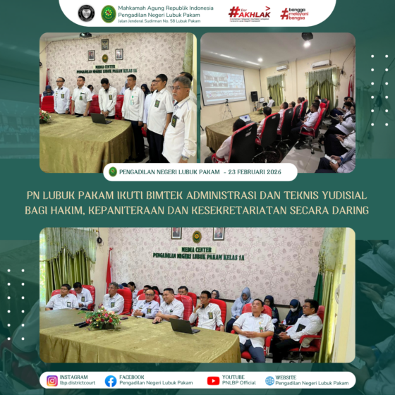 PN Lubuk Pakam Ikuti Bimtek Administrasi dan Teknis Yudisial Secara Daring