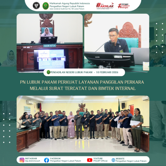 PN Lubuk Pakam Perkuat Layanan Panggilan Perkara melalui Surat Tercatat dan Bimtek Internal