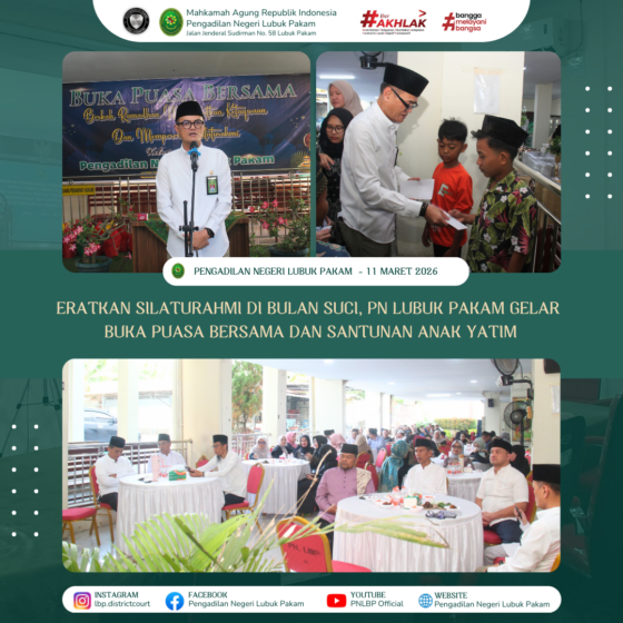 Eratkan Silaturahmi di Bulan Suci, PN Lubuk Pakam Gelar Buka Puasa Bersama dan Santunan Anak Yatim