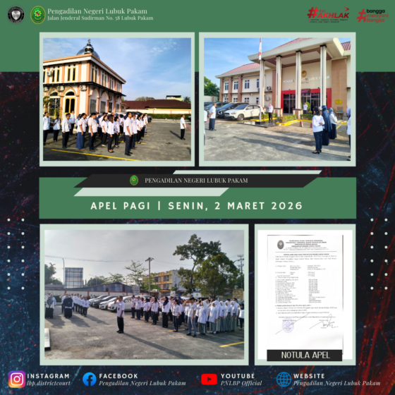 Apel Pagi Pengadilan Negeri Lubuk Pakam, Senin, 2 Maret 2026.