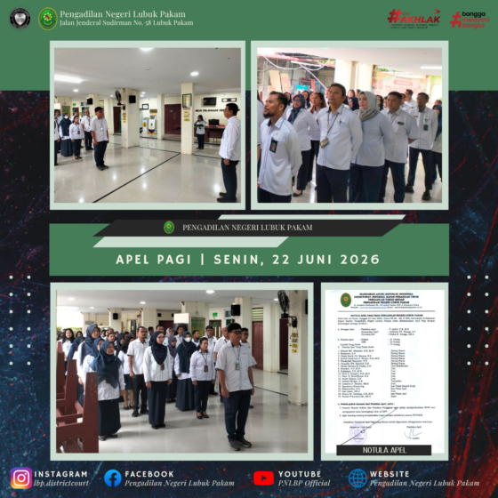 Apel Pagi Pengadilan Negeri Lubuk Pakam, Senin, 22 Juni 2026