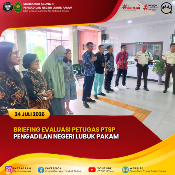 Briefing Evaluasi Petugas PTSP Pengadilan Negeri Lubuk Pakam