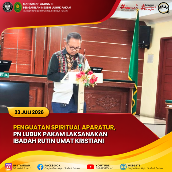 Penguatan Spiritual Aparatur, PN Lubuk Pakam Laksanakan Ibadah Rutin Umat Kristiani