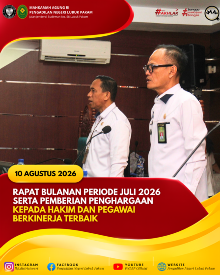 Rapat Bulanan Periode Juli 2026 Serta Pemberian Penghargaan Kepada Hakim dan Pegawai Berkinerja Terbaik