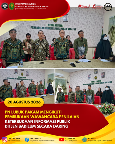PN Lubuk Pakam Mengikuti Pembukaan Wawancara Penilaian Keterbukaan Informasi Publik Ditjen Badilum Secara Daring