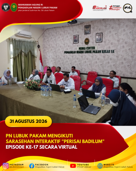 PN Lubuk Pakam Mengikuti Sarasehan Interaktif Perisai Badilum Episode Ke-17 Secara Virtual
