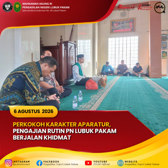 Perkokoh Karakter Aparatur, Pengajian Rutin PN Lubuk Pakam Berjalan Khidmat