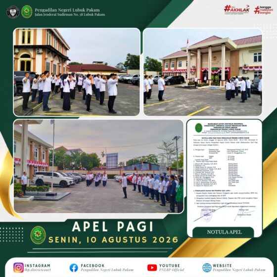 Apel Pagi Pengadilan Negeri Lubuk Pakam, Senin, 10 Agustus 2026