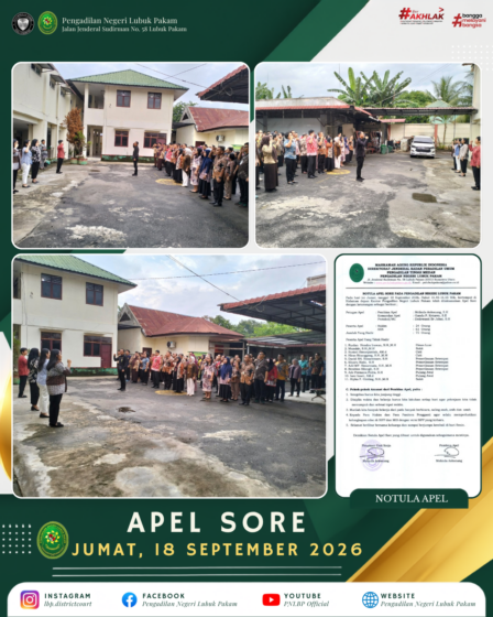 Apel Sore PN Lubuk Pakam Jumat 18 September 2026