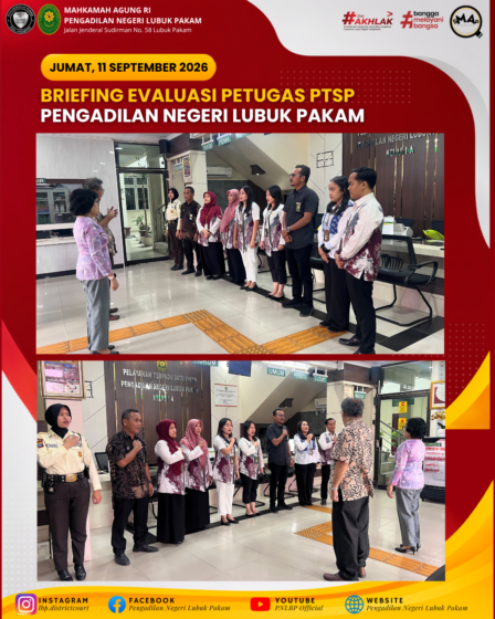Briefing Evaluasi Petugas PTSP PN Lubuk Pakam Jumat 11 September 2026