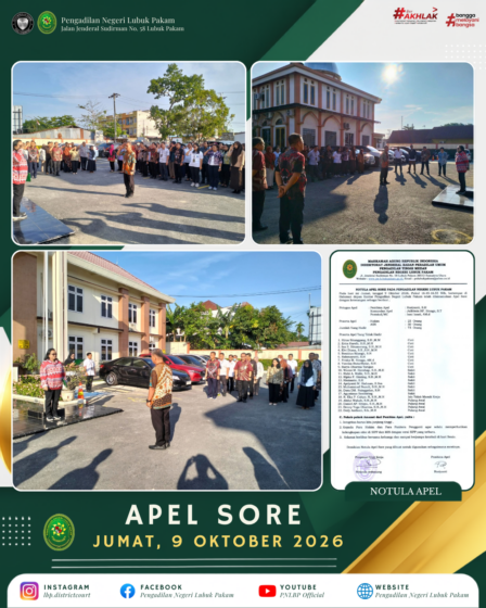 Apel Sore PN Lubuk Pakam Jumat 9 Oktober 2026