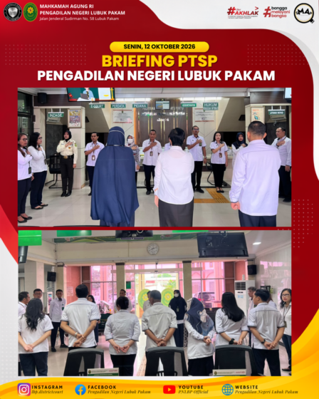 Briefing PTSP PN Lubuk Pakam Senin 12 Oktober 2026