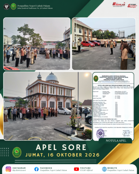 Peringatan Disiplin dan Kinerja: Pengadilan Negeri Lubuk Pakam Gelar Apel Sore Jumat 16 Oktober 2026