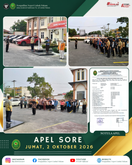 Apel Sore PN Lubuk Pakam Jumat 2 Oktober 2026