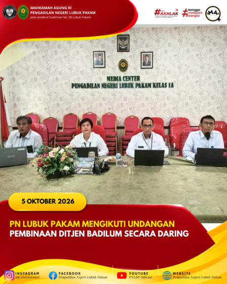 PN Lubuk Pakam Mengikuti Undangan Pembinaan Ditjen Badilum Secara Daring