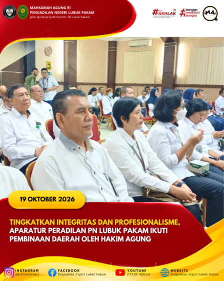 Pembinaan Daerah oleh Hakim Agung Pengawas dan Pembina Daerah Pada 4 Lingkungan Peradilan Se-Wilayah Sumatera Utara