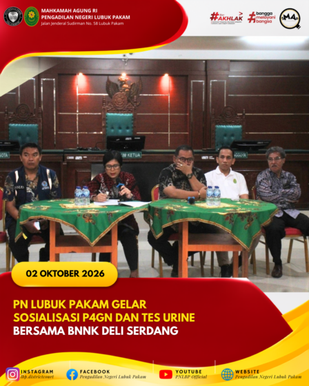 PN Lubuk Pakam Gelar Sosialisasi P4GN dan Tes Urine Bersama BNNK Deli Serdang