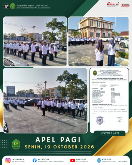 Hadapi Asesmen AMPUH, PN Lubuk Pakam Matangkan Kesiapan Lewat Apel Pagi 19 Oktober 2026