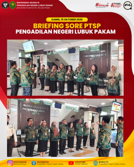 Briefing Sore PTSP PN Lubuk Pakam Kamis 15 Oktober 2026